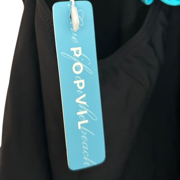 Popvil Color Block Bandage Design One Piece Swimsuit Bathing Suit Black Medium - Picture 6 of 9